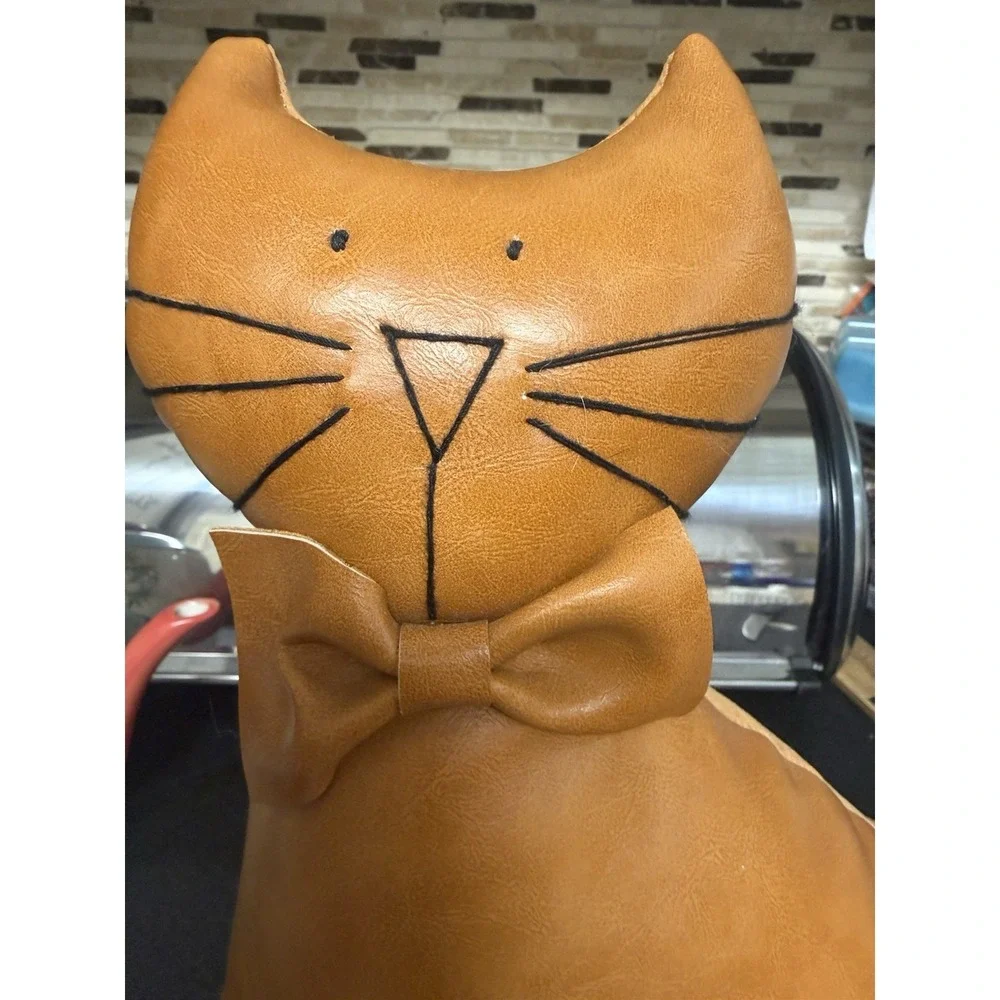 Taylor & Olive Faux Leather Cat Door Stop Weighted Home Decor 11